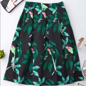 Tropical Bird Print Skirt
